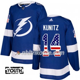 Tampa Bay Lightning Trikot Chris Kunitz 14 Adidas 2017-2018 Blau USA Flag Fashion Authentic - Kinder